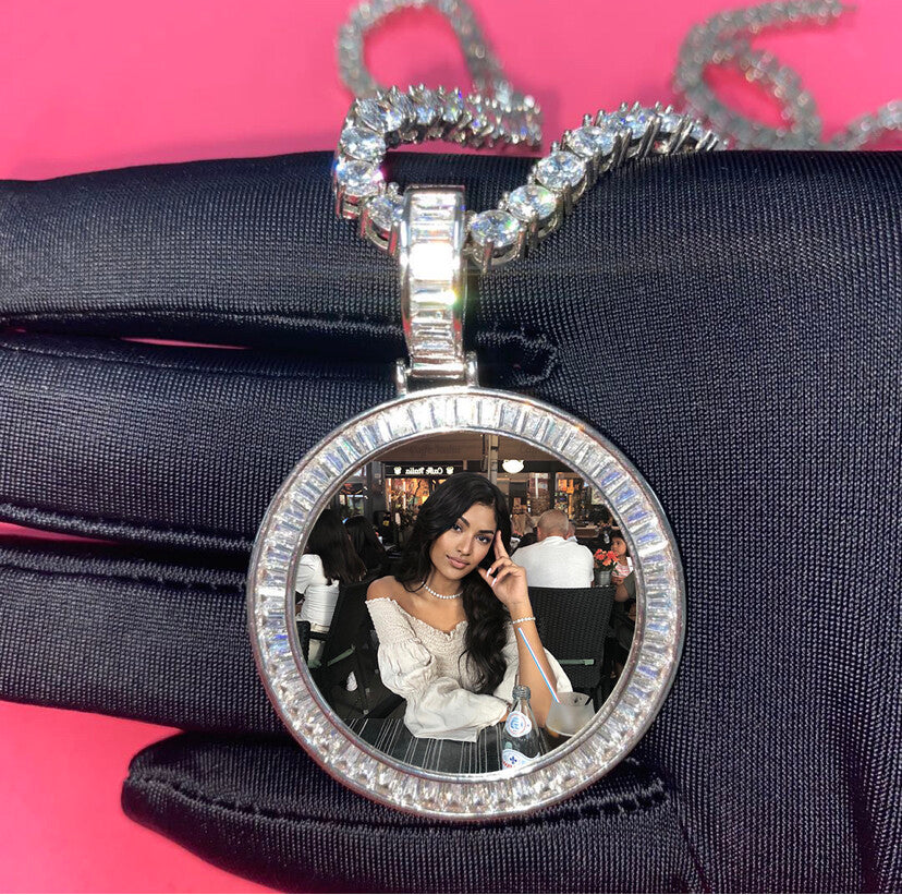 crystal photo necklace