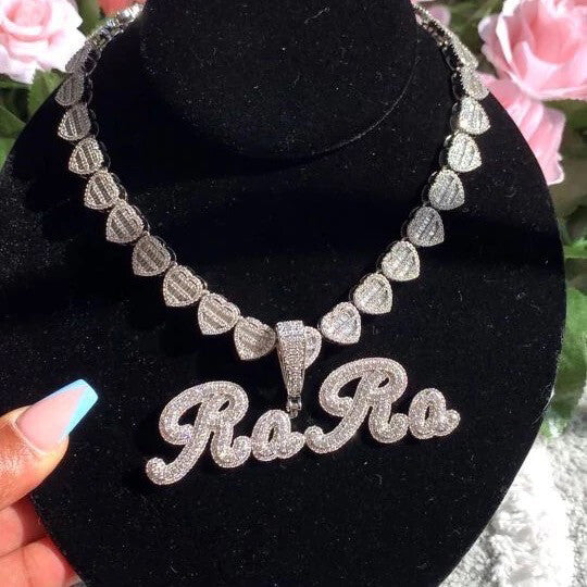 diamond heart link necklace