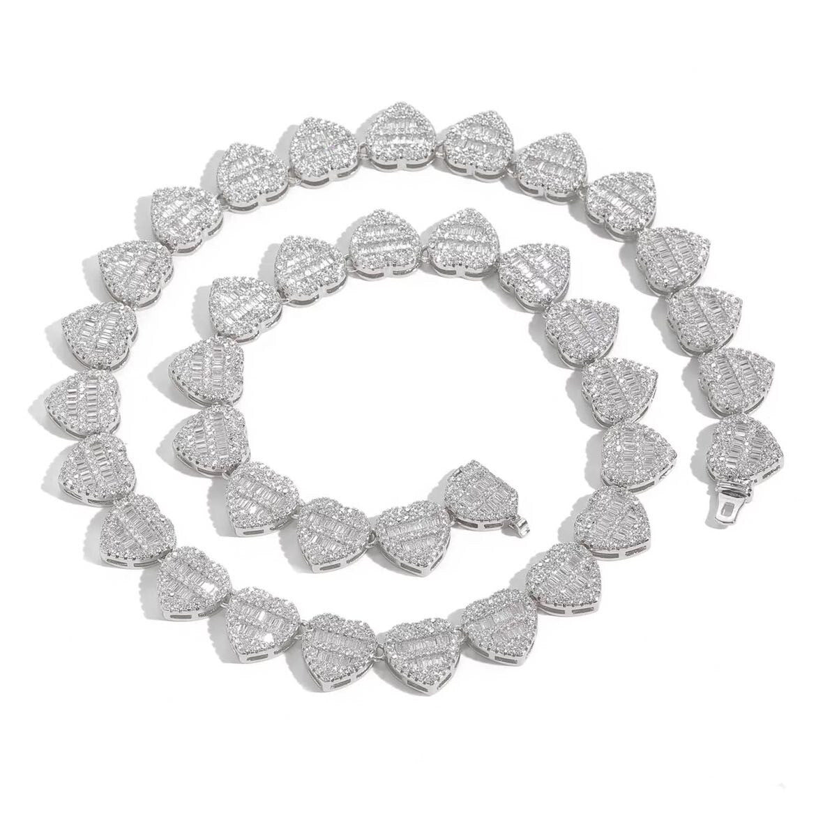 diamond heart link necklace