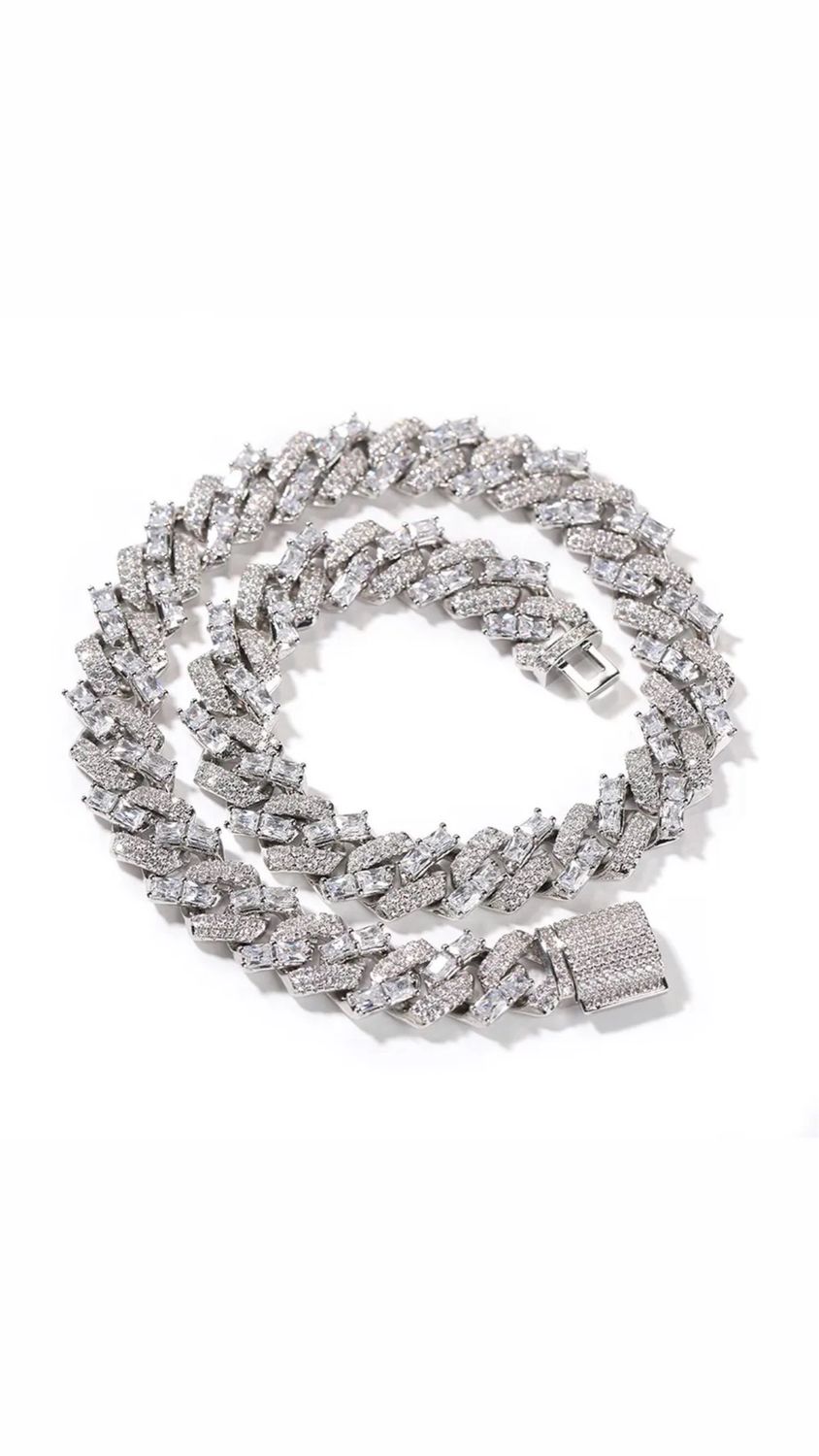 15mm baguette cuban link chain