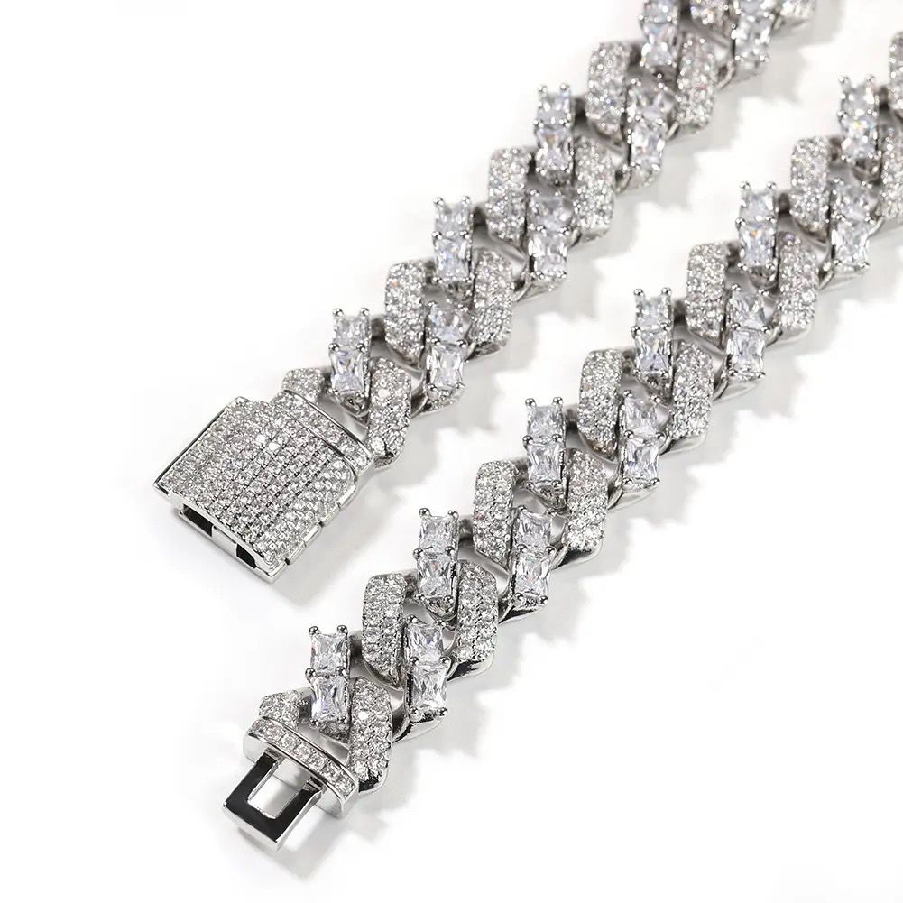 15mm baguette cuban link chain