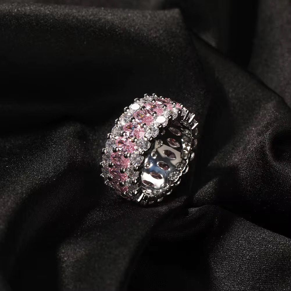 pink round cut diamond ring