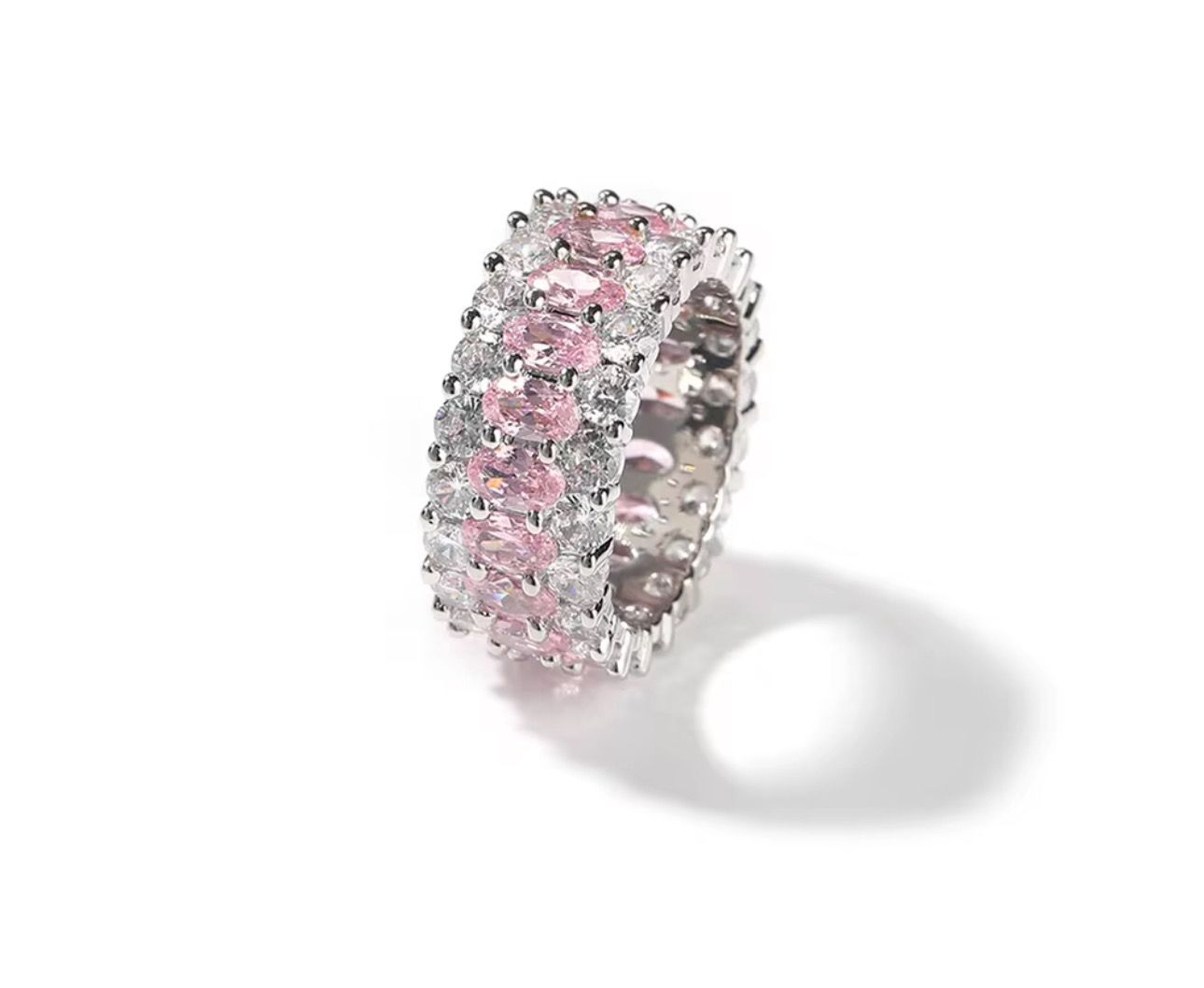 pink round cut diamond ring