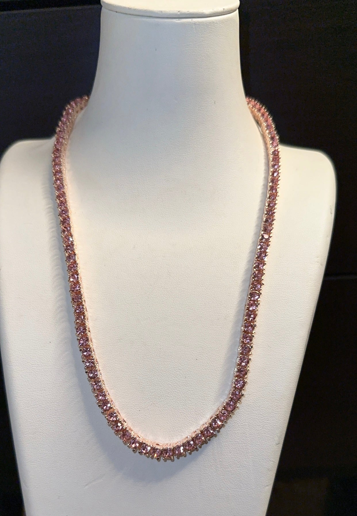 pink tennis necklace