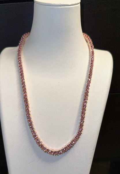 Pink Tennis Necklace