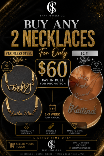 BOGO Buy 2 Custom Necklaces For $60 Deal