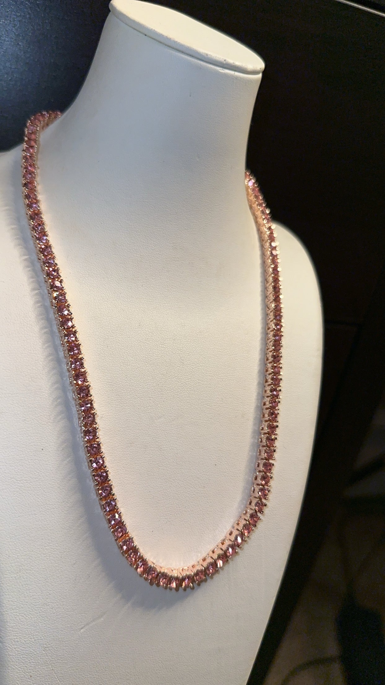 pink tennis necklace