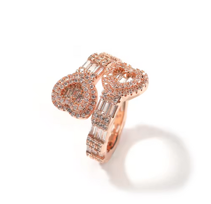 Double Baguette Heart Ring