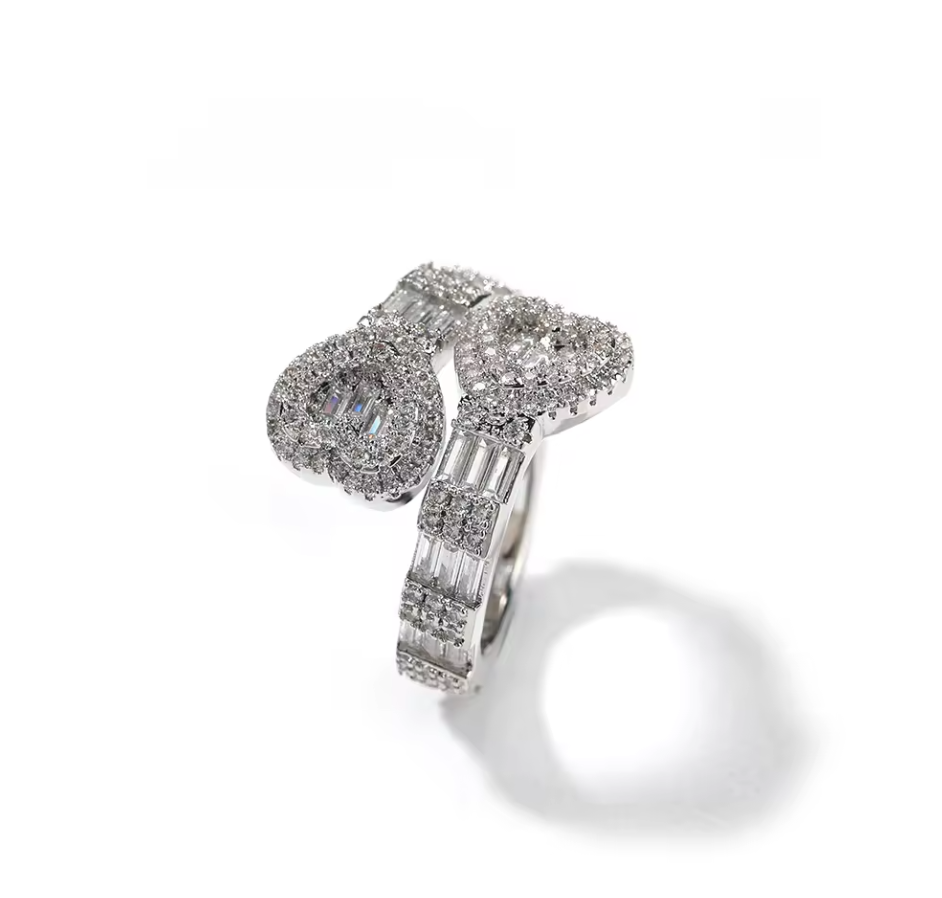 double baguette heart ring