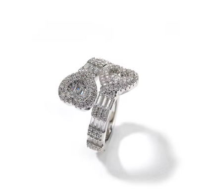 Double Baguette Heart Ring