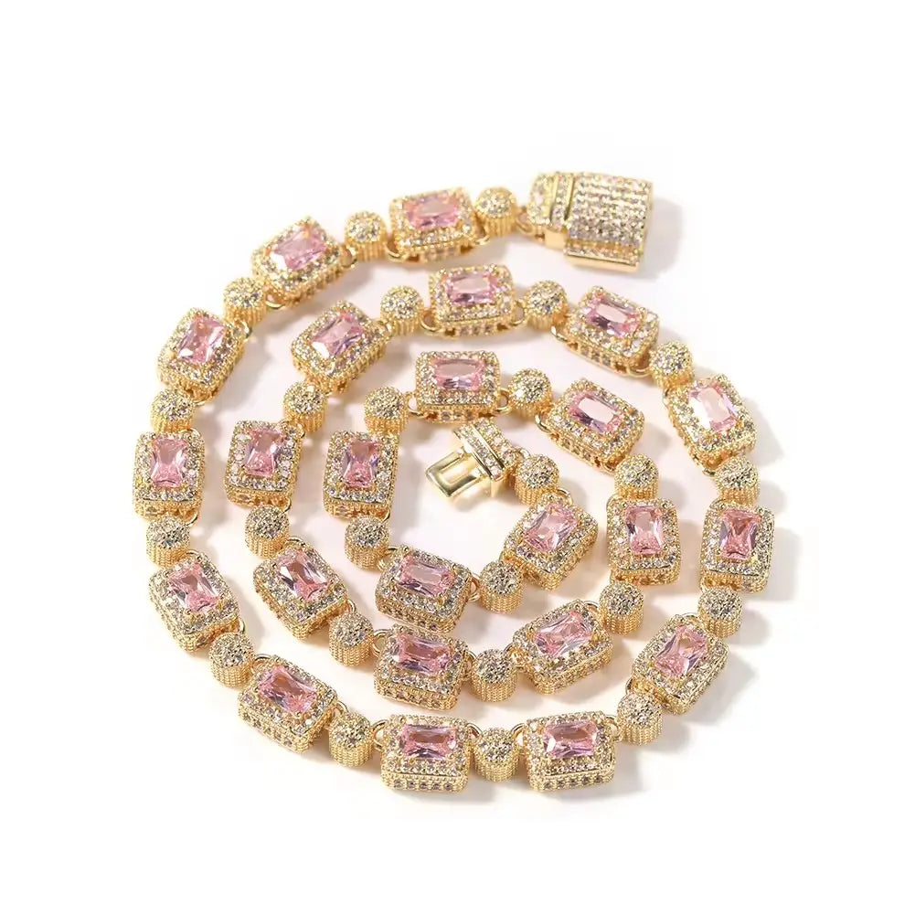 clustered diamond tennis necklace
