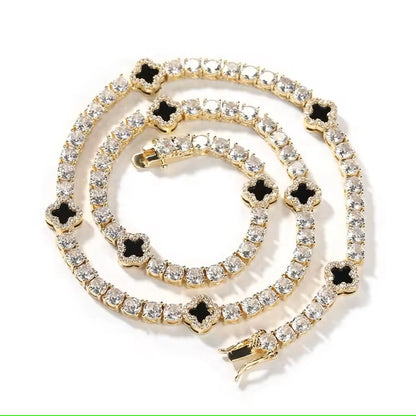 Clover Diamond Tennis Necklace | Gold