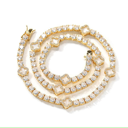 Clover Diamond Tennis Necklace | Gold
