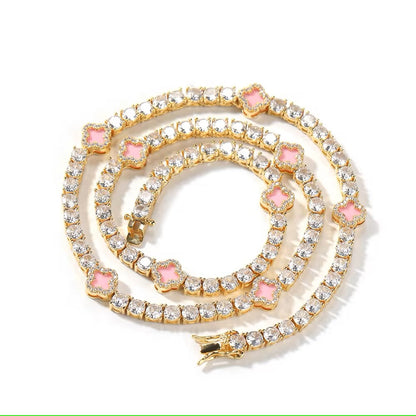 Clover Diamond Tennis Necklace | Gold